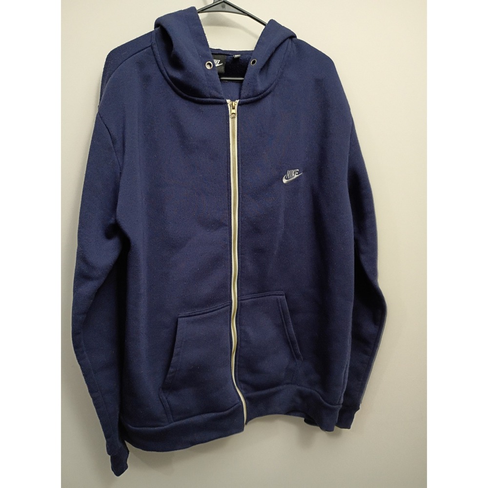 Vintage 3XL Nike Full Zip Hoodie Navy Blue Embroidered Logo Mens 1997/98